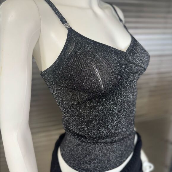 Chanel 22B Shimmering Black Tank Crop Camisole Top 40 - Picture 7 of 16